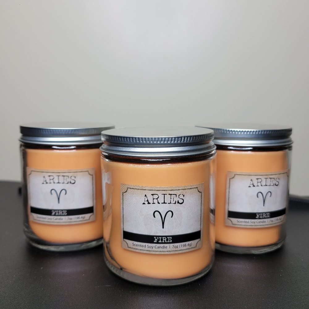 *SOLD* Zodiac Aries Fire Cashmere Amber 7 oz Set of 3 Scented Soy Candles Bundle - Picture 1 of 3